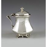 Goldsmiths and Silversmiths Company, London 1909, an Arts and Crafts silver mustard pot, ocatgonal b