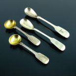 Four Victorian Provincial silver condiment spoons