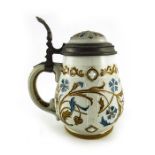 Mettlach, Villeroy and Boch, a half litre stein, relief moulded tubeline floral design in the Art No