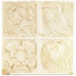 William De Morgan for Merton Abbey, a relief moulded four section tile