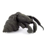 A 19th century Japanese articulated bronze figure of a hermit crab