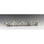 Five English silver mustard pots, Edwardian with date marks from 1900 to 1906, various makers, Birmi