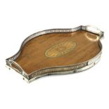 An Edwardian silver and satinwood tray, Thomas Bradbury and Sons