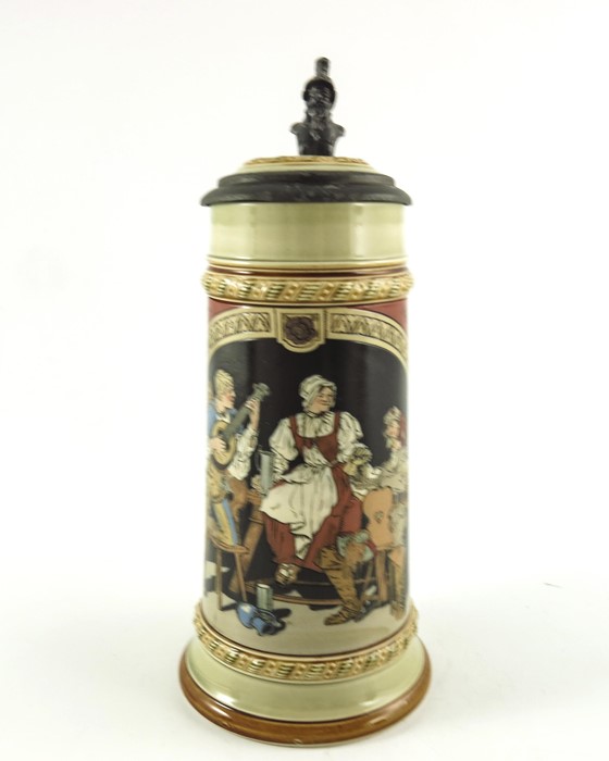 Mettlach, Villeroy and Boch, a half litre stein, incised Tavern Scene - Image 3 of 8