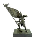A 19th century French bronze figure of a Napoleonic 1812 Dragoon trumpeter
