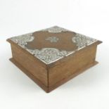 An Arts and Crafts silver and oak box, J Aitkin and Son
