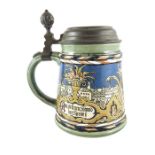Mettlach, Villeroy and Boch, a half litre stein, incised Berlin cityscape