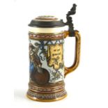 Christian Warth for Mettlach, Villeroy and Boch, a half litre stein, Tavern Scene, Ein Glas beim Fre