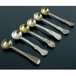 Six Victorian silver salt spoons