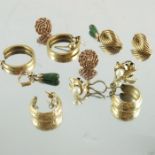 A collection of 9 carat gold earrings