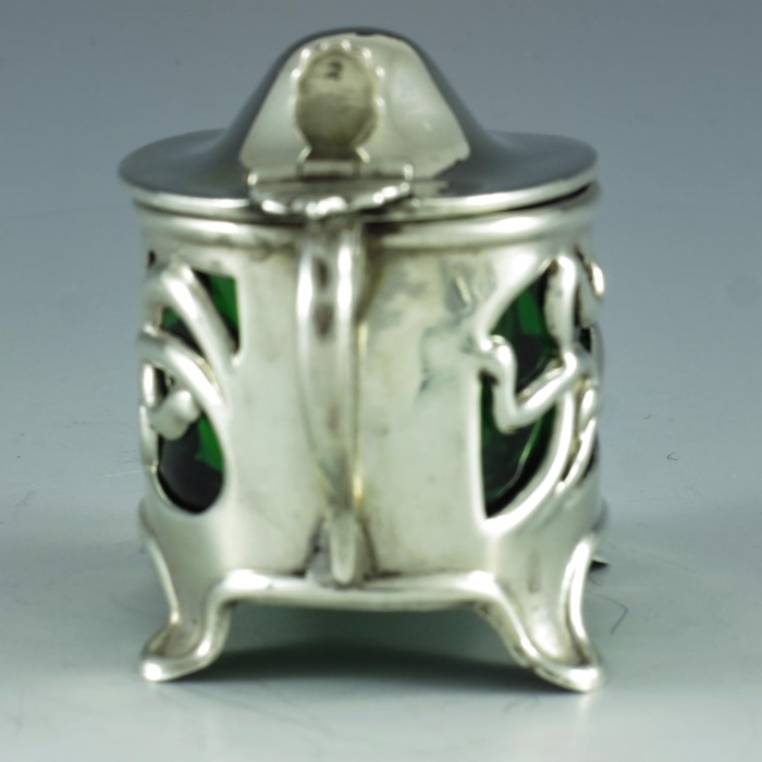 William Devenport, Birmingham 1905, an Arts and Crafts silver mustard pot, oval cylinder form, retic - Image 5 of 8