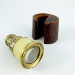 A George III or IV gilt brass and ivory three draw pocket field glass telescope, Thomas Jones