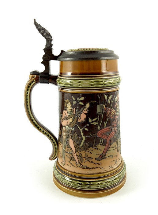 Christian Warth for Mettlach, Villeroy and Boch, a half litre stein, incised forest drinkers