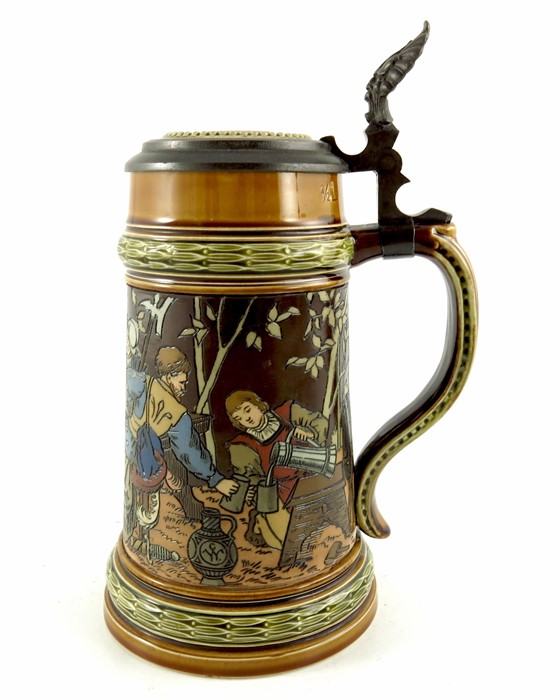 Christian Warth for Mettlach, Villeroy and Boch, a half litre stein, incised forest drinkers - Image 4 of 7