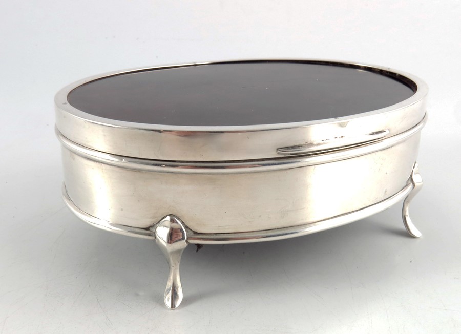 A George VI silver and tortoiseshell effect jewellery box, Mappin and Webb