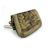 A 19th century Royal Artillery officer's bullion wire cross belt pouch, gilt metal field gun surroun