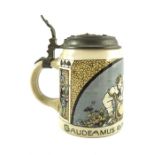 Mettlach, Villeroy and Boch, a half litre stein, printed Student Society, Gaudeamus Igitur