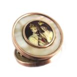A 9 carat gold and mother of pearl commemorative brooch
