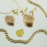 9 carat gold chains, lockets and earrings