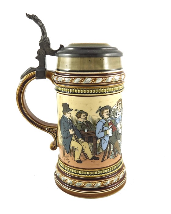 C Gorig for Mettlach, Villeroy and Boch, a half litre stein, Hunters Tales, Es Lebe der Nimrod - Image 2 of 7