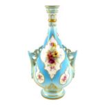 A Royal Worcester floral painted Persian bottle vase, circa 1896