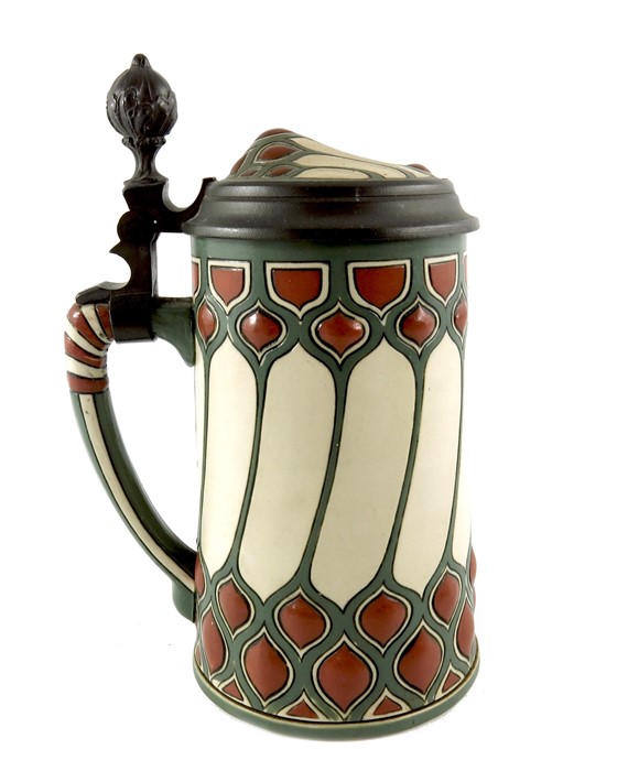 Mettlach, Villeroy and Boch, a half litre stein, incised Jugendstil design - Image 2 of 6