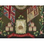A Victorian or Edwardian woolwork regimental picture, for the Wiltshire Regiment