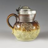 Thomas and Daniel Leader, Sheffield 1813, a George III silver mounted salt glazed stoneware mustard