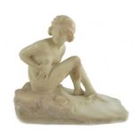 Ferdinando Vichi (1875-1945), an Italian Art Deco carved alabaster figure of a nude bather