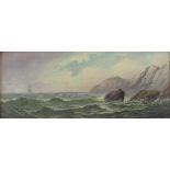 G Lewis (19th Century School), Marine Landscape, Ships in Sail off a Rocky Coast