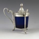 A H, Paris circa 1800, a French Empire silver mustard pot, the glass container supported in a cage o