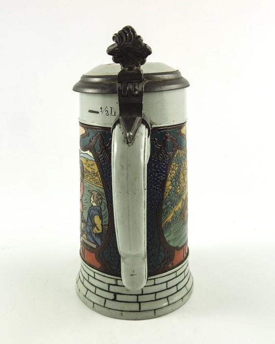 Mettlach, Villeroy and Boch, a half litre stein, incised Loreley River Scene - Image 5 of 7