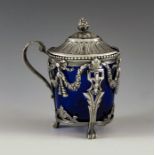 Unknown, Paris 1781, a Louis XVI French silver mustard pot, cylincrical form, three foliate pilaster