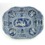 A Spode, Staffordshire blue and white meat platter, Greek pattern