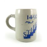 A half litre commemorative stein, printed Stieglbrau 1492 1926