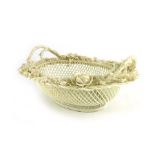 Belleek second period three strand woven oval basket