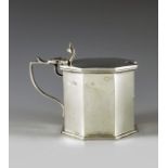 William Aitken, Birmingham 1919, a George V silver mustard pot, straight sided plain octagonal form,