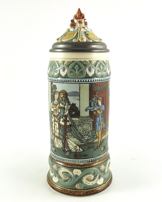 Mettlach, Villeroy and Boch, a litre Lohengrin stein - Image 2 of 6