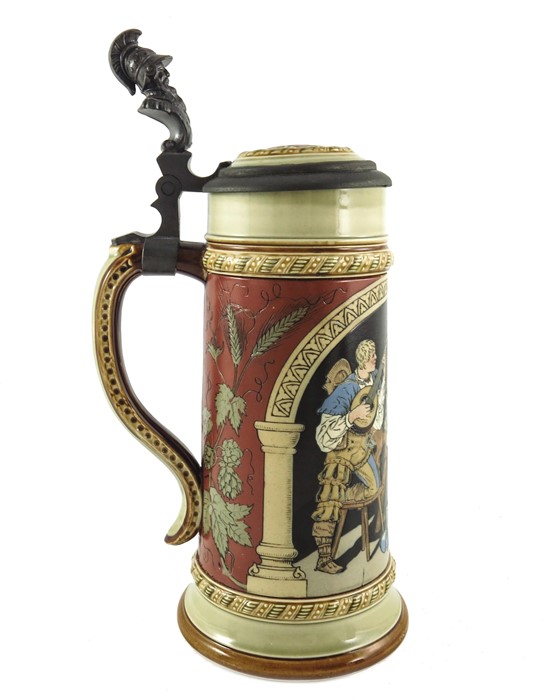 Mettlach, Villeroy and Boch, a half litre stein, incised Tavern Scene - Image 2 of 8