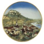Mettlach, Villeroy and Boch, a large plaque, incised with a Town Scene of Konigstein