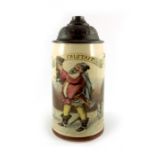 Mettlach, Villeroy and Boch, a half litre stein, printed under glaze with Falstaff