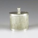 J B Chatterley & Son, Birmingham 1973, a Modernist silver mustard pot, cylindrical drum form with te
