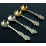 Two pairs of Victorian silver salt spoons