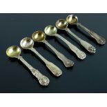 Six George IV and Victorian silver salt spoons