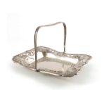 An Edwardian silver basket, Charles Westwood & Sons, Birmingham 1907, rectangular form with pierced