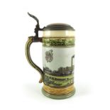 Mettlach, Villeroy and Boch, a half litre stein, incised Quilmes Cerveceria Argentina brewery