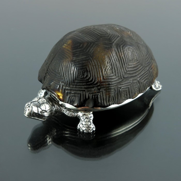 A Victorian novelty silver and tortoiseshell table vesta case