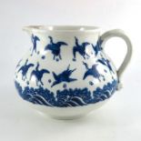 Christopher Dresser for Minton, a blue and white Japanese Crane jug