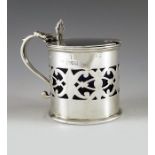 Stokes and Ireland, Chester 1909, an Edwardian silver mustard pot, cylindrical form, plain, with a f