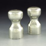 Robert Welch, a pair of Modernist silver salt and pepper shakers, London 1985